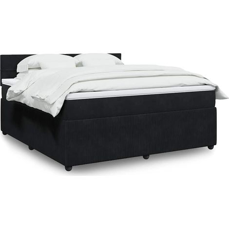 Boxspringbett mit Matratze Schwarz 180x200 cm Samt