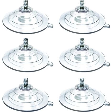 Lot de 6 crochets à ventouse à vis M6 de 6 cm de large diamètre en forme d'étape en PVC transparent Longueur 1 cm Ventouse avec écrou (M6-D6 cm) (1/4)