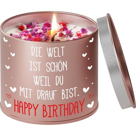 Duftkerze aus Sojawachs im Metalldose mit Spruch, Geschenk für Frauen (1/5)