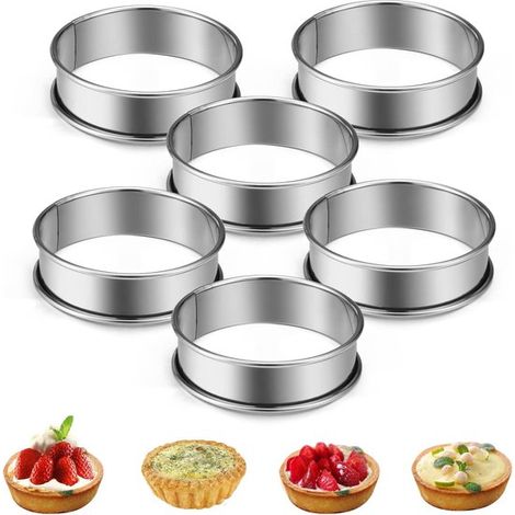 Moldes para hornear, Aros para hornear negros 10,5 cm, Moldes redondos acero inoxidable borde doble curvado, galletas sándwiches (10,5 x 2,5 cm) (1/5)