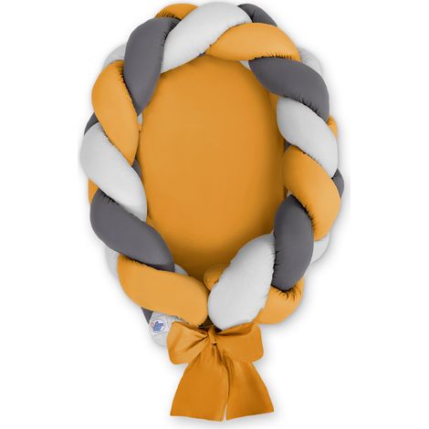 Coccolone per neonati intrecciato 2 in 1 - grigio-senape-antracite (1/2)