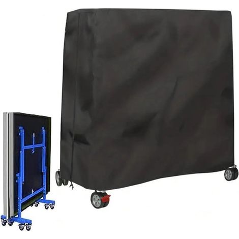 Telo di copertura impermeabile 210D per tavolo da ping pong, 165×70×185 cm, copertura protettiva per tavolo da ping pong, protezione UV, adatto per uso interno ed esterno, nero (1/5)
