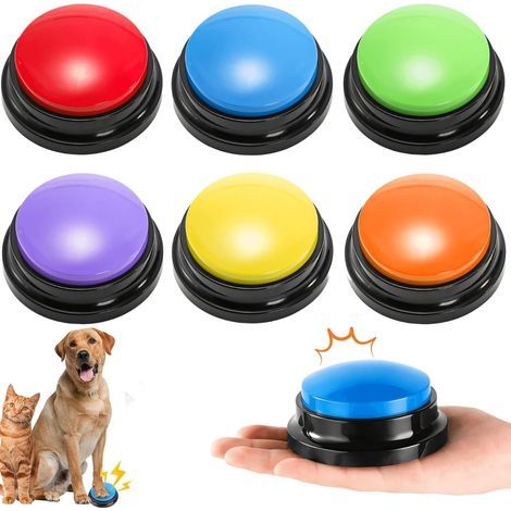 Buzzer Enregistrable 6pièces, Bouton de Communication pour Chien avec Enregistrement de 30 Secondes Buzzer Sonore, Bouton Communication pour Animaux (1/5)
