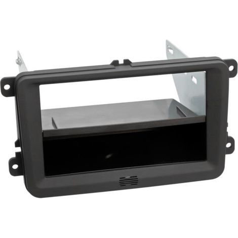 Kit Facade autoradio 2DIN compatible avec Seat Skoda VW ap03 vide poche Noir Rubber touch