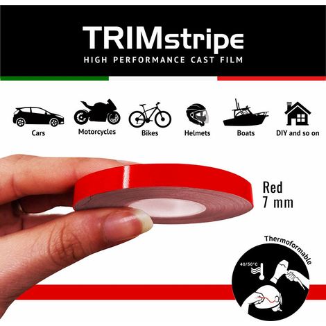 Trim Stripe Strisce Adesive per Auto, Rosso - Dimensione: 7 MM X 10 MT