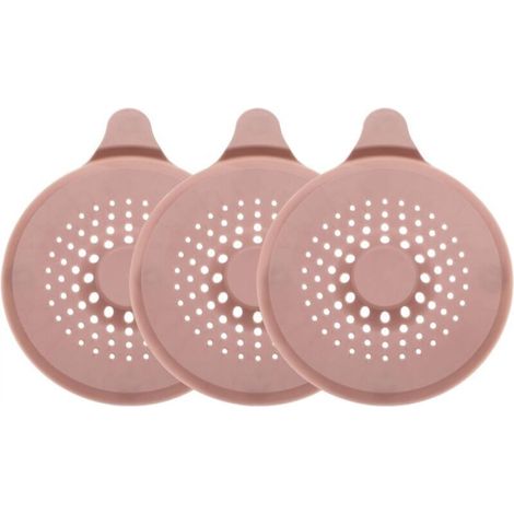 Set mit 3 runden Silikon-Haarfängern für Duschabflüsse, 14 cm Durchmesser, für Küche, Bad und Badewanne, rosa