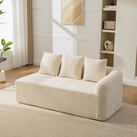 Canapé modulaire à compression en tissu chenille, garni de mousse haute résilience 30D. Facile à déplacer et doté d'une base antidérapante, il est idéal pour les salons et autres espaces. Beige. (1/5)
