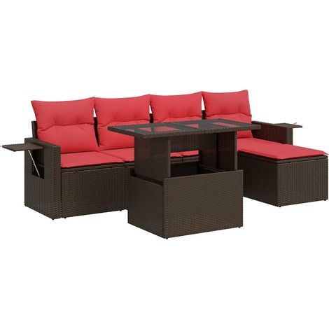 Maison Exclusive - Set sofás jardín y cojines 6 pzas ratán sintét (1/5)