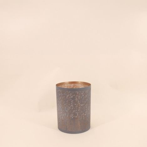 Lanterne perforée en métal doré 15x20cm