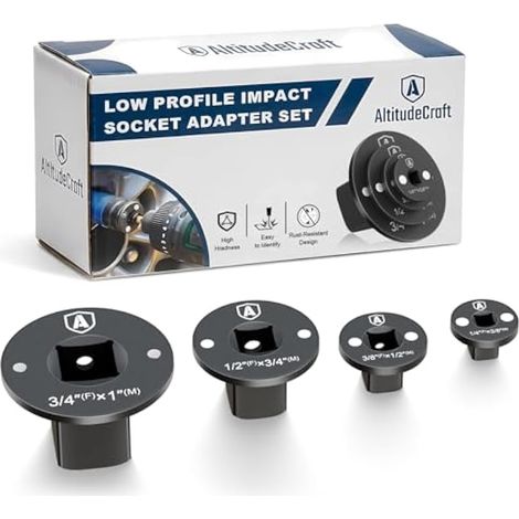 Lot de 4 Douilles Amortisseurs à Choc à Profil Bas, Conçus pour les Espaces Restreints, 1,9 cm à 2,5 cm, 1,27 cm à 3/4'', 1/2'' à 3/8'', 1/4'' à 3/8'' (1/5)