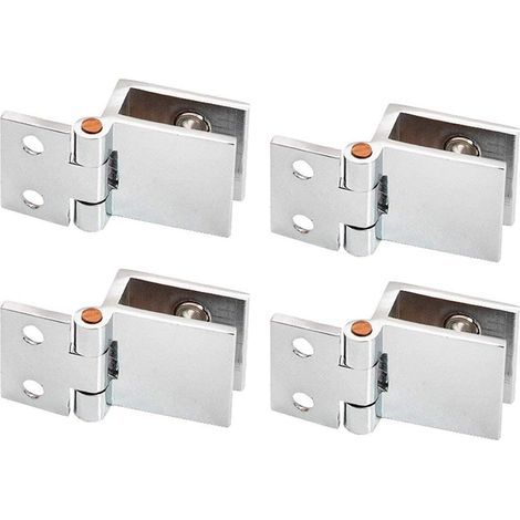 Pack of 4 0° Glass Door Hinge, Glass Door Hinge Made of Zinc Alloy, Glass Door Clip in, Easy Installation, Durable for Display Cabinets, Wine Cabinet, Bathroom Door (5-8mm Glass) (1/5)