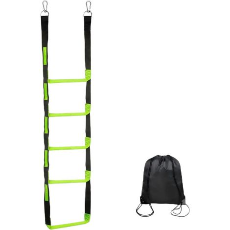 Échelle de corde de bateau à marches renforcées, aide à l'embarquement pour bateau pneumatique, kayak, canoë et jet-ski, 5 marches, Vert (1/5)
