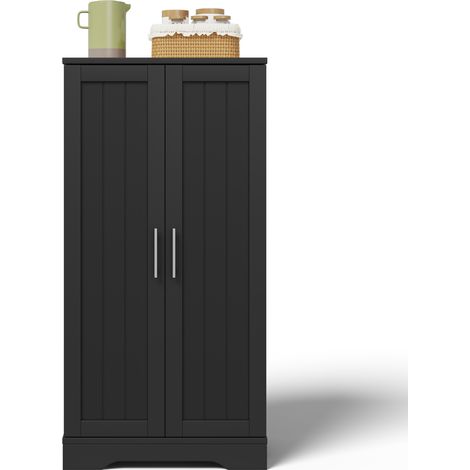 Buffet de cocina 120x60x40 cm de MDF negro con LED con sensor, 2 puertas (1/5)