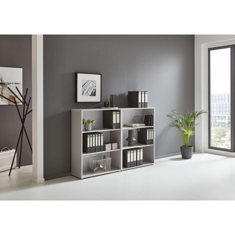 BMG Möbel Regalwand, Office Edition Set 1, niedrig, Büroschrank/Büromöbel/Regal, grau