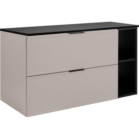 Mobiletto da bagno, Cashmere / Grigio Scuro, maniglia nera, 100 (80 + 20) x 46 x 57 cm (1/5)