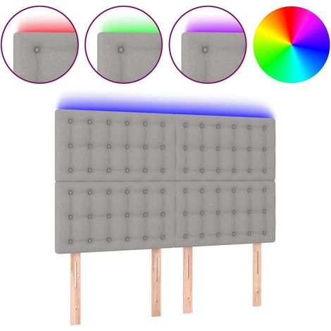 Maison Exclusive - Cabecero con luces LED tela gris claro 144x5x1 (1/5)