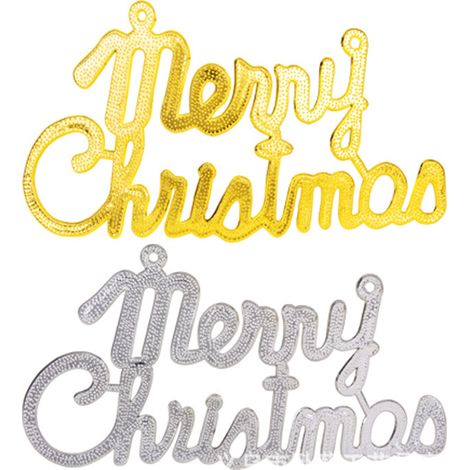 Décorations de Noël, plaques en plastique avec lettres anglaises, couronnes de Noël, plaques avec lettres minuscules, plaques avec lettres dorées, 32 cm