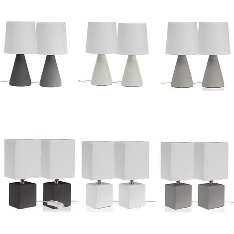 Lampada da tavolo moderna in ceramica set da 2 con cappa bianca arredo casa ambienti - decoro: decoro 3 (1/5)