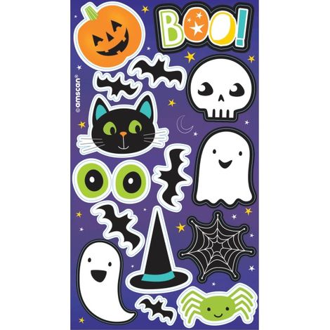 Adesivi decorativi di Halloween con zucche, fantasmi e pipistrelli.