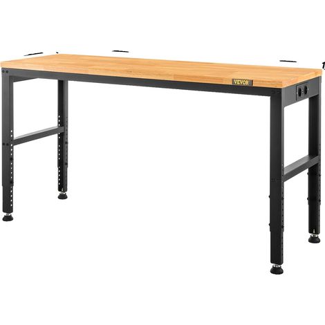Mesa de trabajo robusta, altura ajustable, tablero de roble duradero, capacidad de carga de 900 kg para oficina y hogar, 48 x 24 pulgadas sin ruedas. (1/2)