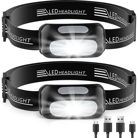 Lampe Frontale, Torche Frontale LED Ultra Puissante avec 5 Modes d'Éclairage & Lumière Rouge, Étanche IPX4, Portable Lampe Poche Main Libre Rechargeable pour Pêche/Camping/Cyclisme/Randonnée (1/5)