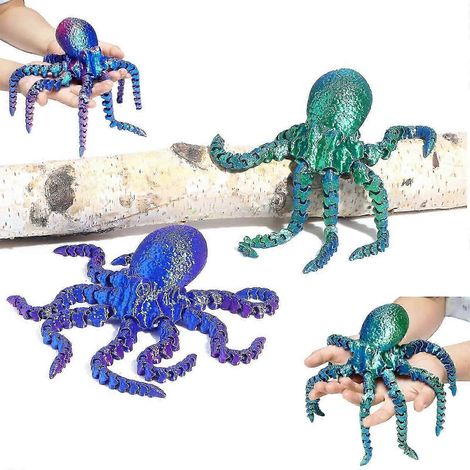 Figurine de pieuvre imprimée en 3D, moule de décoration à faire soi-même, cadeau d'anniversaire bleu (1/5)