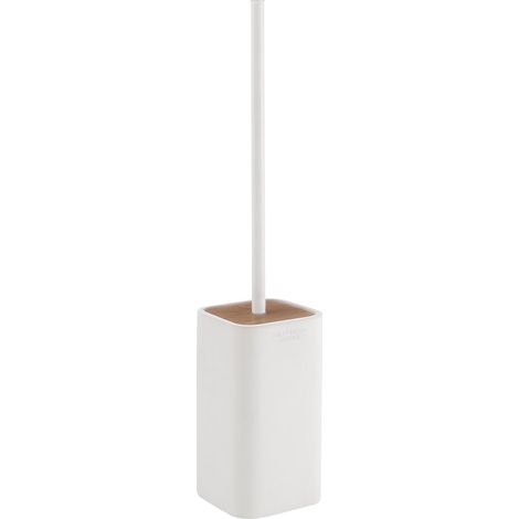 Scopino WC con ciuffo in setole d'appoggio in resina e bambù 1333 Gedy serie NINFEA Bianco Matt (1/2)