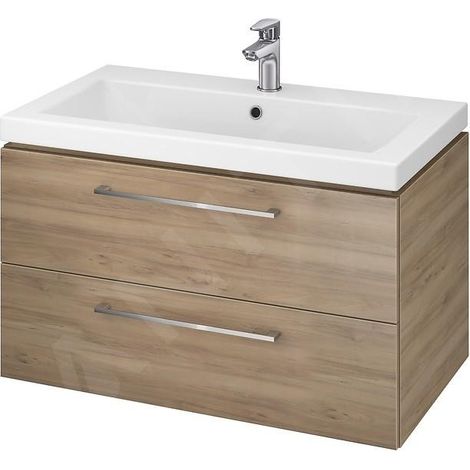 Cersanit Lara - Meuble-lavabo, 45x79x45 cm, 2 tiroirs, noyer S926-006-DSM (1/2)