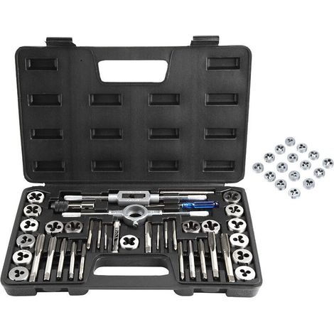 40 pièces tarauds et filières, Jeu de tarauds - Pour coupe-filetage - En acier de tungstène avec Clés Dynamométriques Outil de Taraudage et Filetage M3-M12 (1/4)