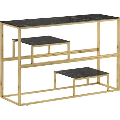 Maison Exclusive - Tavolino Consolle Dorato Acciaio Inossidabile e Vetro Temperato (1/5)