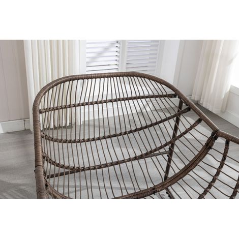 Chaise à bascule d'extérieur en rotin, fauteuil inclinable à bascule à coussin rembourré pour porche, salon, patio, jardin, gris (1/5)