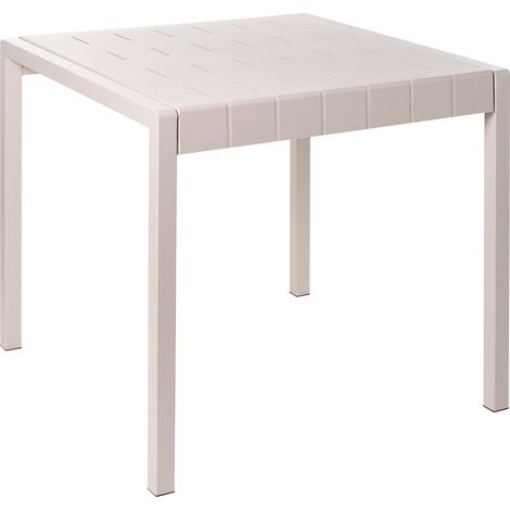 Mesa de jardín de material sintético de 4 plazas resistente a la intemperie al aire libre patio beige Bartica
