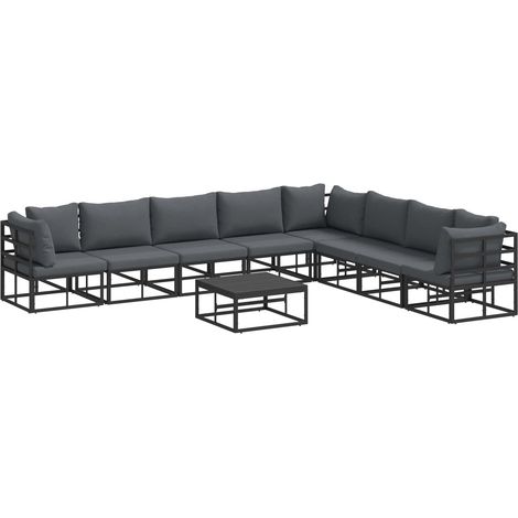 Maison Exclusive - Set Divano da Giardino con cuscino 9 pcs Nero Alluminio