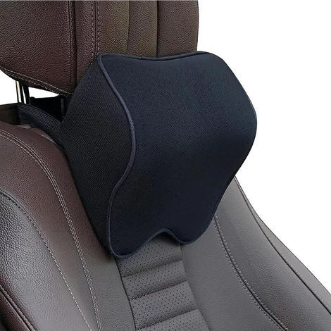 Appui-tête voiture noir avec bordure noire, coussin cervical ergonomique pour réduire fatigue et améliorer confort (1/5)