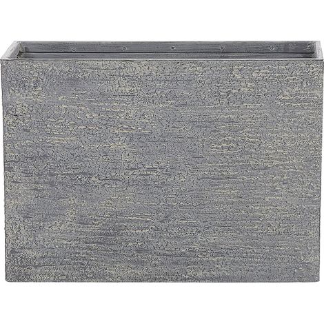 Maceta de piedra gris 34 x 80 x 56 cm rectangular para interior y exterior Edessa