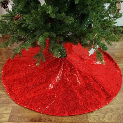 Tapis de sapin de Noël à paillettes, Pied de sapin de Noël à paillettes scintillantes, Tapis de décoration pour les fêtes de Noël et du Nouvel An en intérieur3 (1/5)