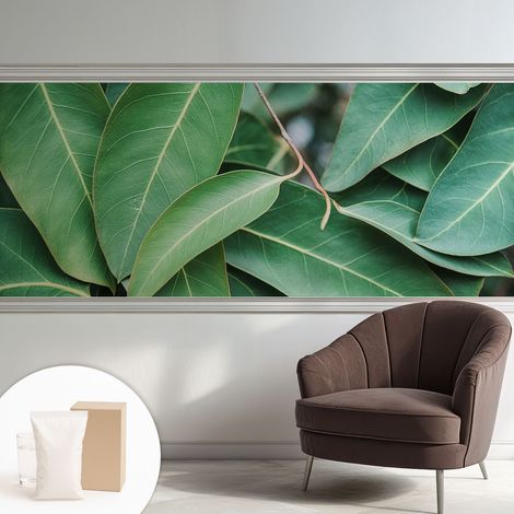 Papier peint intissé décoratif pour chambre et salon Design moderne à poser facilement - Colle incluse gratuite Feuilles vertes 250x104 cm (1/5)