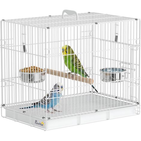PawHut Bird Cage Foldable Portable with Top Handle Black (1/5)