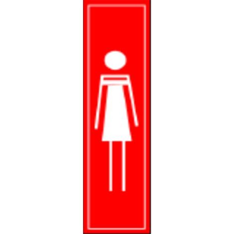 Cartello Segnaletico - Segnaletica Adesiva Simbolo Donna sfondo Rosso 4x15 cm