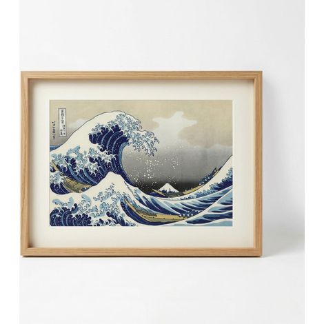 HOMESCAPES Framed Japanese Wave Wall Art, 30 x 40 cm