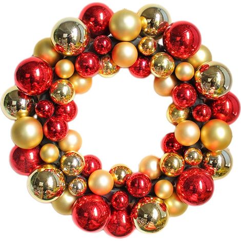 Couronne De Boules De Noël - Décor Intérieur Et Extérieur - Boules Multicolores - Pour Mariage Anniversaire - 1 Pièce (1/5)