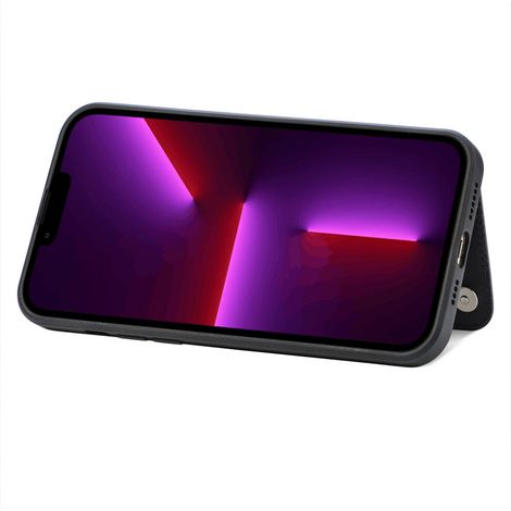 Custodia in vera pelle per iPhone 14 Pro Max con supporto integrato per una protezione superiore contro le cadute. Le cornici e i pulsanti personalizzabili assorbono efficacemente gli urti e sono real (1/2)