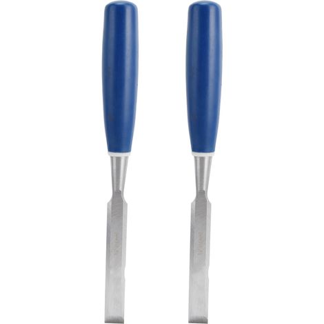 Jeu de ciseaux à bois, 2 pièces, haute dureté, avec manche bleu, pour le travail du bois, à fente plate, 5/8 pouces (1/5)