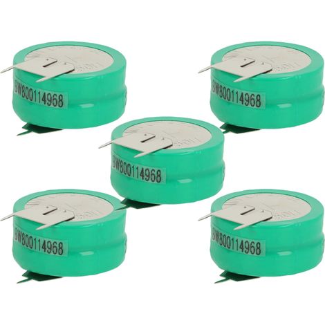 vhbw 5x NiMH replacement button cell battery tab type 2/V250H 3 pins 250mAh 2.4V suitable for model building batteries, solar lights etc.