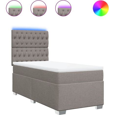 Maison Exclusive - Sommier à lattes de lit avec matelas Taupe 90x190 cm Tissu (1/5)