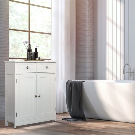 Mobile contenitore da bagno Kleankin con cassetti, stile classico, ideale per corridoio/camera da letto, 60x30x75 cm, bianco.