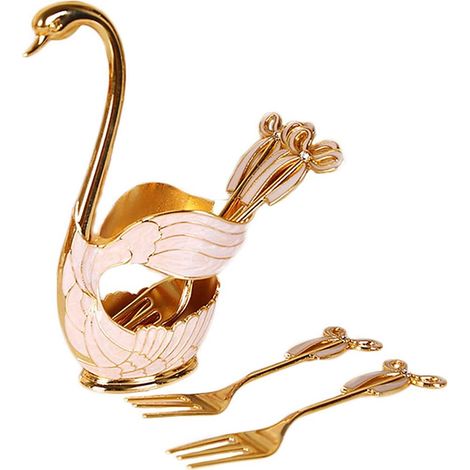 Ensemble de fourchettes élégantes sur base cygne pour dessert et café, idéal pour la décoration de la maison (1/5)