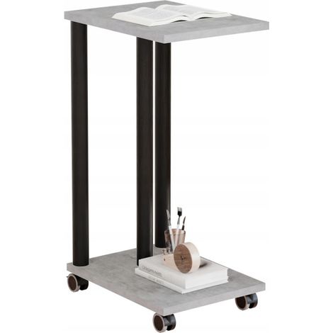 Tavolino laterale su ruote - tavolino laterale mobile in stile loft per il soggiorno (1/5)