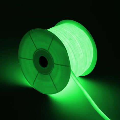 Bobina 50m Striscia LED Neon Regolabile 220V Verde Circolare 360 9W/m IP67 Taglio 100cm Verde (1/5)