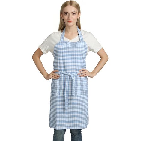 100% pur coton tabliers de cuisine Chef Bavoir Vichy vintage Tablier avec poches en Grande taille (1/5)